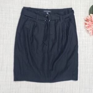 Banana Republic Women's Pleated Wool Mini Skirt In Black Size 0